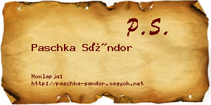 Paschka Sándor névjegykártya
